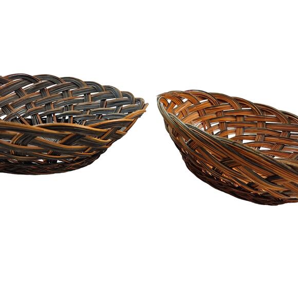 Lot of 2 vintage wicker baskets organization storage modern oval small / medium# - Picture 3 of 7